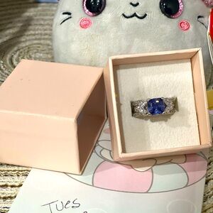 Bomb party Gogo ring Size 7 rhodium w Tanzanite